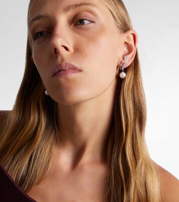 Orecchini Pearlescent in oro bianco 18kt con diamanti e perle | Yeprem