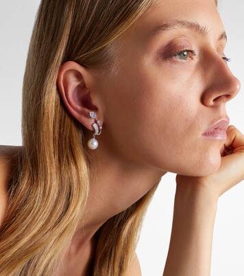 Orecchini Pearlescent in oro bianco 18kt con diamanti e perle | Yeprem