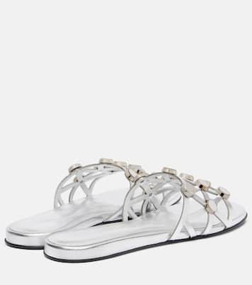 Pantoletten Grid aus Metallic-Leder | The Attico