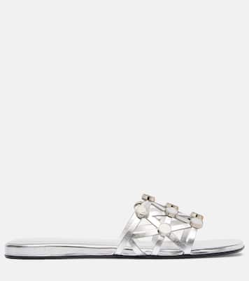 Pantoletten Grid aus Metallic-Leder | The Attico