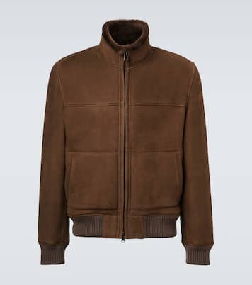 Shearling-lined suede bomber jacket | Thom Sweeney