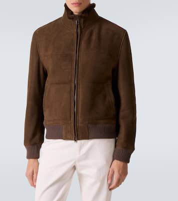 Shearling-lined suede bomber jacket | Thom Sweeney