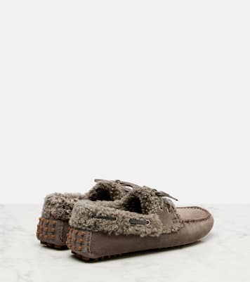 Mokassins Monili aus Veloursleder mit Shearling | Brunello Cucinelli
