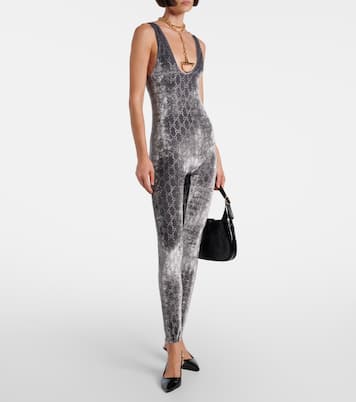 Jumpsuit GG Crystal aus Samt miT Kristallen | Gucci
