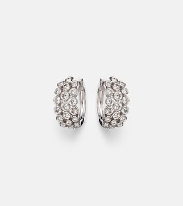 Three Row 18kt white gold huggie earrings with diamonds | Anita Ko