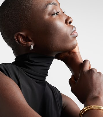 Three Row 18kt white gold huggie earrings with diamonds | Anita Ko