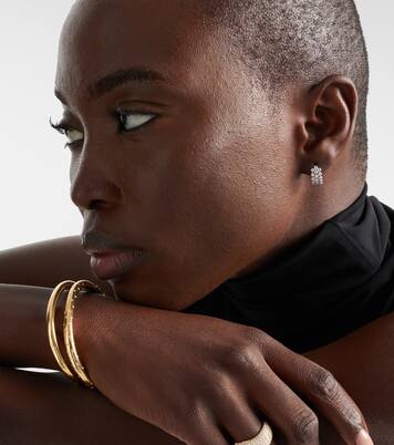 Three Row 18kt white gold huggie earrings with diamonds | Anita Ko