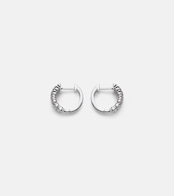 Three Row 18kt white gold huggie earrings with diamonds | Anita Ko