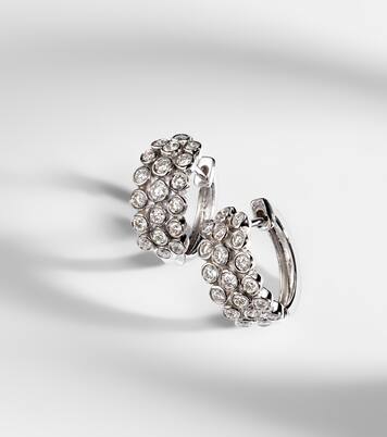 Three Row 18kt white gold huggie earrings with diamonds | Anita Ko