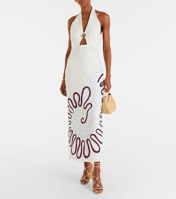 Robe longue Clara imprimée en lin | Cala de la Cruz