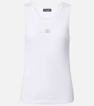 DG embellished ribbed-knit cotton tank top | Dolce&Gabbana