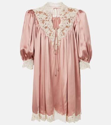 Lace-trimmed silk satin minidress | Chloé