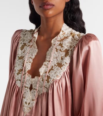 Lace-trimmed silk satin minidress | Chloé