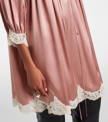 Lace-trimmed silk satin minidress | Chloé