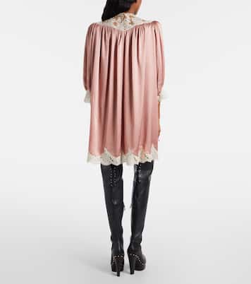 Lace-trimmed silk satin minidress | Chloé