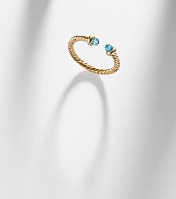 Anillo Cablespira® Micro de oro de 18 ct con topacio | David Yurman