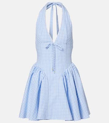 Micaela gingham halterneck cotton minidress | Bananhot