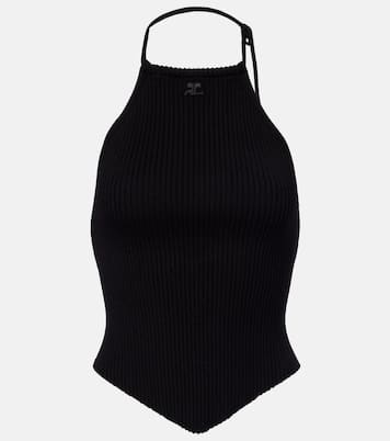 Pointy ribbed-knit halterneck top | Courrèges