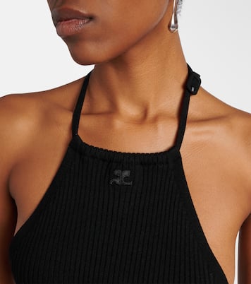 Pointy ribbed-knit halterneck top | Courrèges