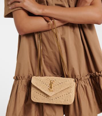 Loulou Mini raffia shoulder bag | Saint Laurent