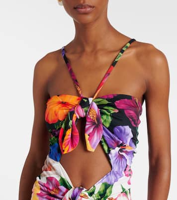 Floral draped cutout midi dress | Dolce&Gabbana