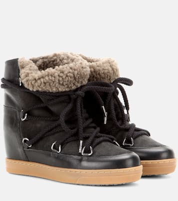 Nowles shearling-trimmed leather ankle boots | Isabel Marant