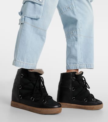 Nowles shearling-trimmed leather ankle boots | Isabel Marant