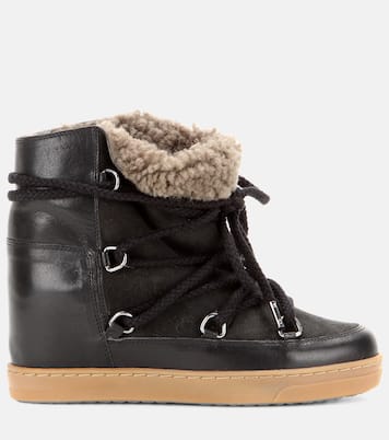 Nowles shearling-trimmed leather ankle boots | Isabel Marant