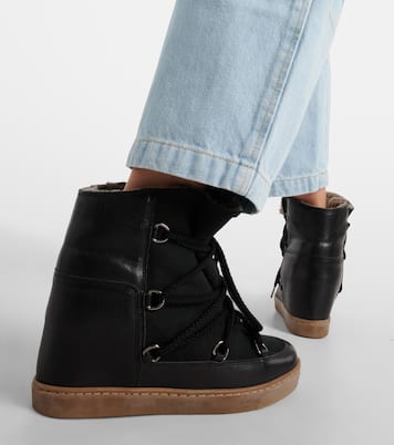 Nowles shearling-trimmed leather ankle boots | Isabel Marant