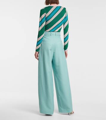 Pantalon ample à taille haute en laine mélangée | Dodo Bar Or