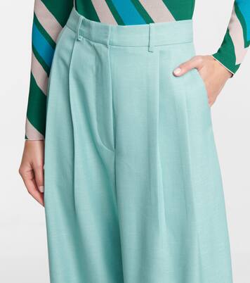 Pantalon ample à taille haute en laine mélangée | Dodo Bar Or