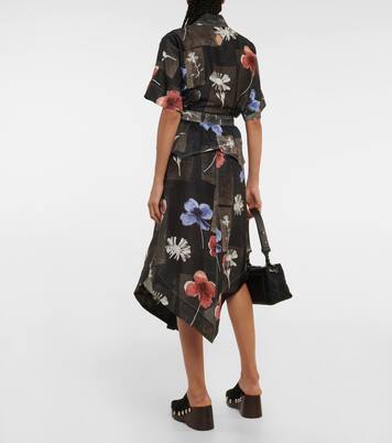 Bedruckter Rock aus Seide und Leinen | Ganni