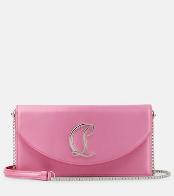 Loubi54 Small leather-trimmed silk clutch | Christian Louboutin
