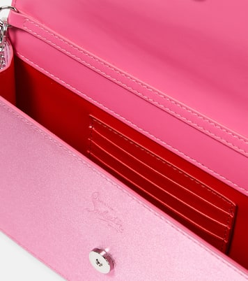 Loubi54 Small leather-trimmed silk clutch | Christian Louboutin