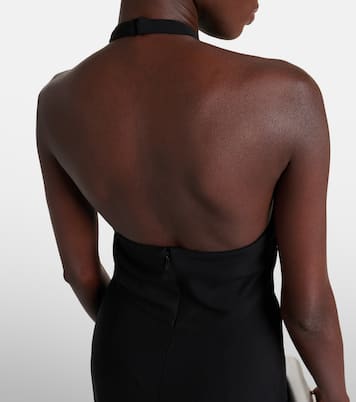 Floral-appliqué cutout front-slit gown | Valentino