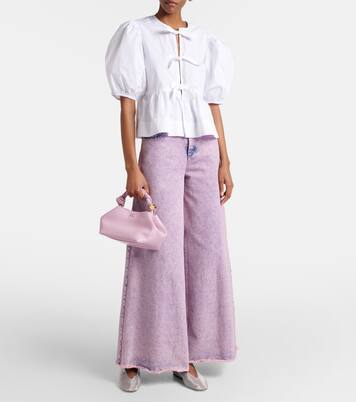 Bow-detail cotton poplin blouse | Ganni