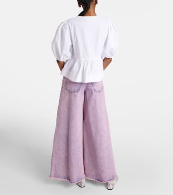 Bow-detail cotton poplin blouse | Ganni