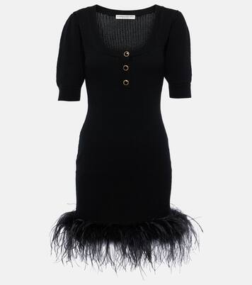 Feather-trimmed wool minidress | Alessandra Rich