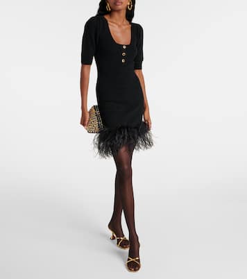 Feather-trimmed wool minidress | Alessandra Rich