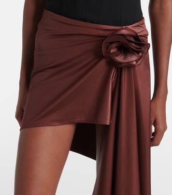 Floral-appliqué satin miniskirt | Magda Butrym