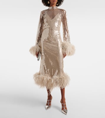 Midikleid Gina Venti mit Pailletten und Federn | Taller Marmo