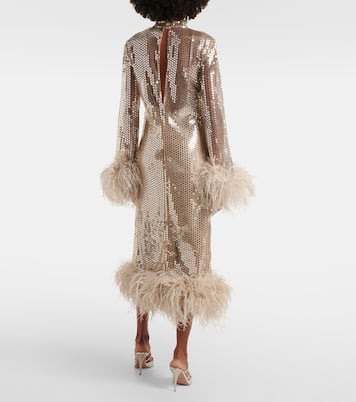 Midikleid Gina Venti mit Pailletten und Federn | Taller Marmo