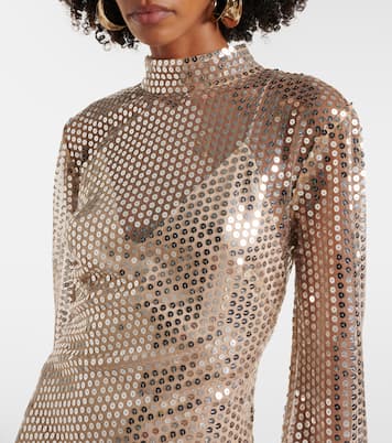 Midikleid Gina Venti mit Pailletten und Federn | Taller Marmo