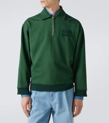 Logo cotton jersey sweatshirt | Miu Miu