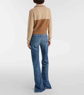 Cable-knit ruffled wool and cashmere polo sweater | Chloé