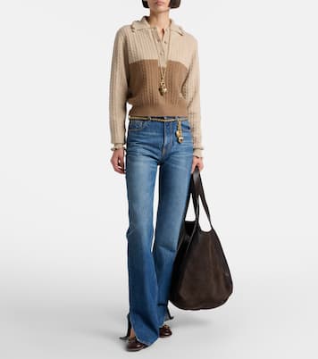 Cable-knit ruffled wool and cashmere polo sweater | Chloé