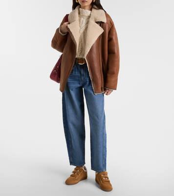 Giacca Adelina in pelle con shearling | Isabel Marant