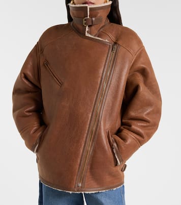 Giacca Adelina in pelle con shearling | Isabel Marant