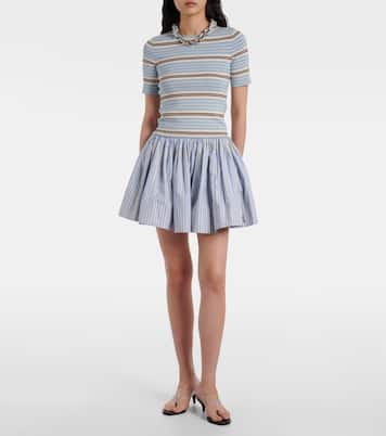 Mini-jupe rayée en coton | Rabanne