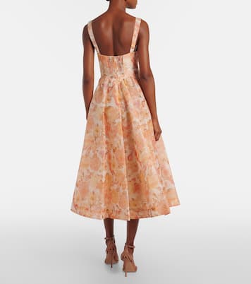 Vestido midi Rebellion de lino y seda floral | Zimmermann